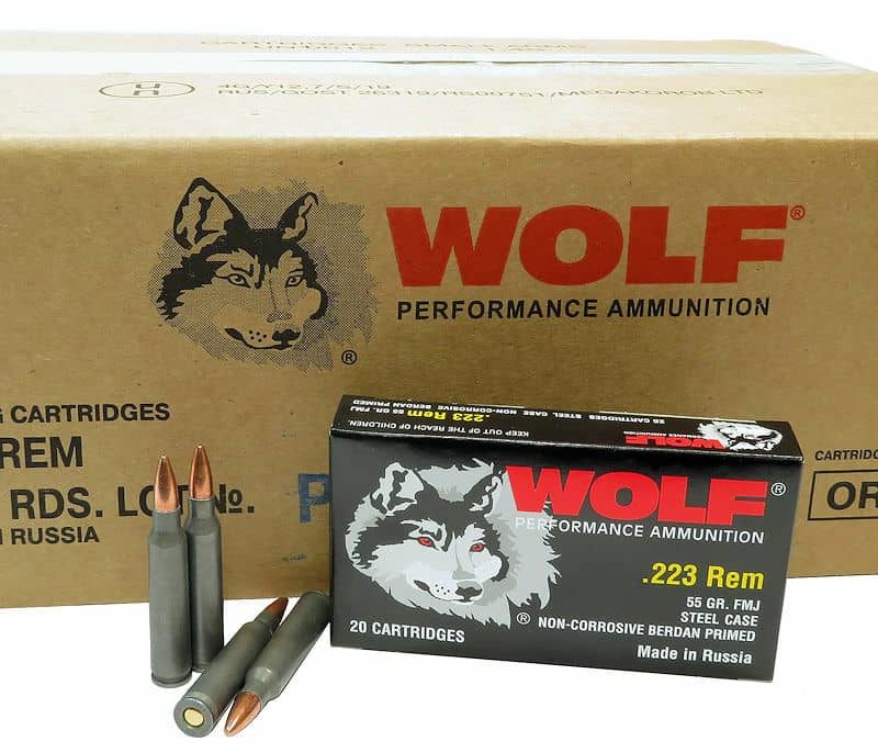 223 5.56×45 Ammo 55gr FMJ Wolf Performance 1000 Round Case ...
